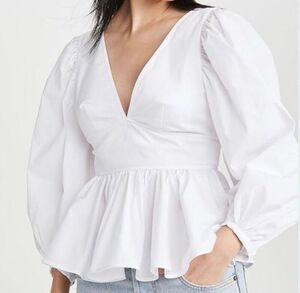 STAUD Lana Cotton Top in White NWT Size XS or 00